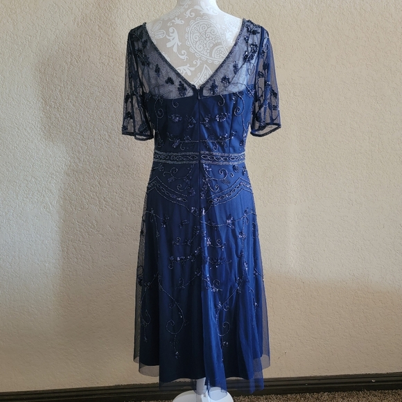 Adrianna Papell Embellished Tulle Midi Dress Sz 10 - Picture 3 of 7